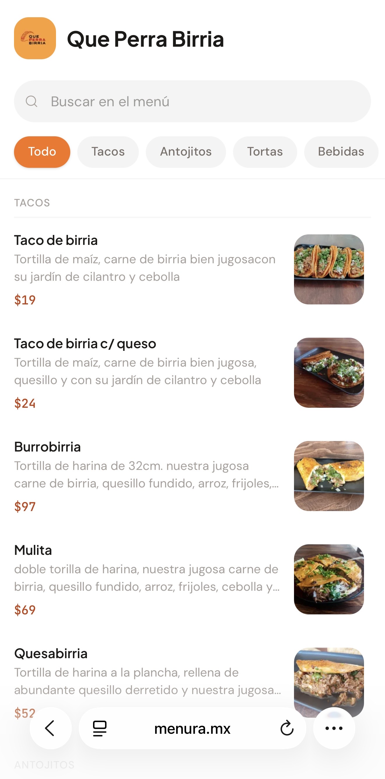 Menú digital Comensal: fotos grandes, categorías navegables y precios claros